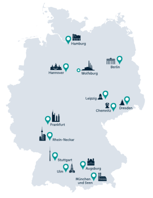 Deutschlandkarte Standorte VRGD FLEET Gro&szlig;kundenzentren